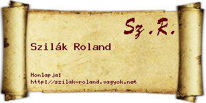 Szilák Roland névjegykártya