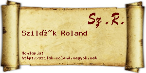 Szilák Roland névjegykártya